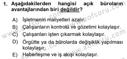 Bürolarda Temel Kavramlar Dersi 2021 - 2022 Yılı (Vize) Ara Sınav Soruları 1. Soru