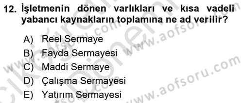 Bürolarda Temel Kavramlar Dersi 2021 - 2022 Yılı (Vize) Ara Sınav Soruları 12. Soru