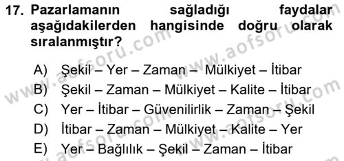Bürolarda Temel Kavramlar Dersi 2021 - 2022 Yılı (Vize) Ara Sınav Soruları 17. Soru