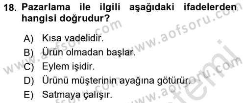 Bürolarda Temel Kavramlar Dersi 2021 - 2022 Yılı (Vize) Ara Sınav Soruları 18. Soru