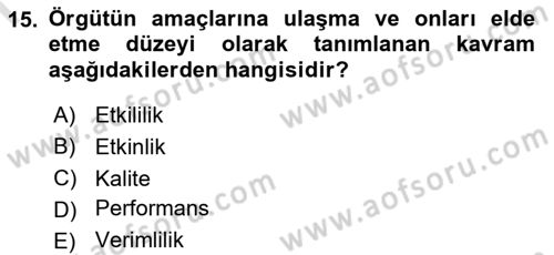 Bürolarda Temel Kavramlar Dersi 2021 - 2022 Yılı (Final) Dönem Sonu Sınav Soruları 15. Soru