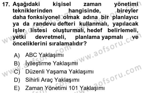 Bürolarda Temel Kavramlar Dersi 2021 - 2022 Yılı (Final) Dönem Sonu Sınav Soruları 17. Soru
