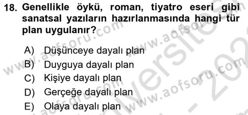 Bürolarda Temel Kavramlar Dersi 2021 - 2022 Yılı (Final) Dönem Sonu Sınav Soruları 18. Soru