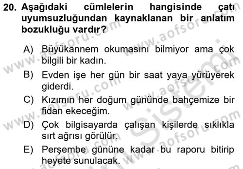 Bürolarda Temel Kavramlar Dersi 2021 - 2022 Yılı (Final) Dönem Sonu Sınav Soruları 20. Soru