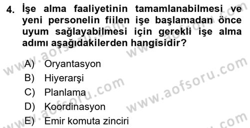 Bürolarda Temel Kavramlar Dersi 2021 - 2022 Yılı (Final) Dönem Sonu Sınav Soruları 4. Soru