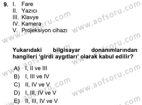 Bürolarda Temel Kavramlar Dersi 2021 - 2022 Yılı (Final) Dönem Sonu Sınav Soruları 9. Soru