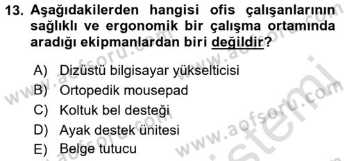 Bürolarda Temel Kavramlar Dersi 2021 - 2022 Yılı Yaz Okulu Sınav Soruları 13. Soru