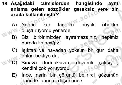 Bürolarda Temel Kavramlar Dersi 2021 - 2022 Yılı Yaz Okulu Sınav Soruları 18. Soru