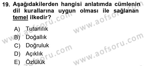 Bürolarda Temel Kavramlar Dersi 2021 - 2022 Yılı Yaz Okulu Sınav Soruları 19. Soru