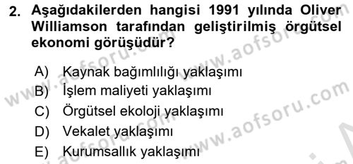 Bürolarda Temel Kavramlar Dersi 2021 - 2022 Yılı Yaz Okulu Sınav Soruları 2. Soru
