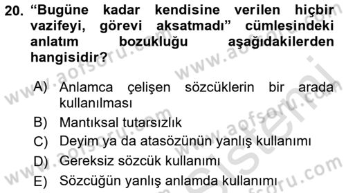 Bürolarda Temel Kavramlar Dersi 2021 - 2022 Yılı Yaz Okulu Sınav Soruları 20. Soru