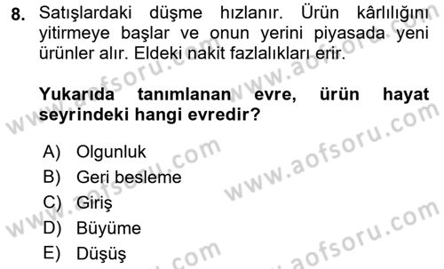 Bürolarda Temel Kavramlar Dersi 2021 - 2022 Yılı Yaz Okulu Sınav Soruları 8. Soru