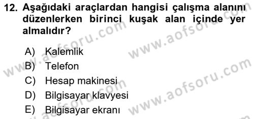 Bürolarda Temel Kavramlar Dersi 2022 - 2023 Yılı (Final) Dönem Sonu Sınav Soruları 12. Soru