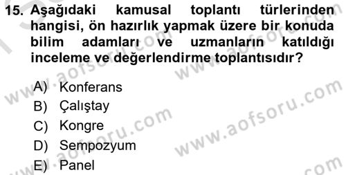 Bürolarda Temel Kavramlar Dersi 2022 - 2023 Yılı (Final) Dönem Sonu Sınav Soruları 15. Soru