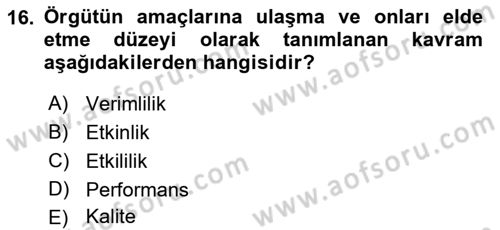 Bürolarda Temel Kavramlar Dersi 2022 - 2023 Yılı (Final) Dönem Sonu Sınav Soruları 16. Soru