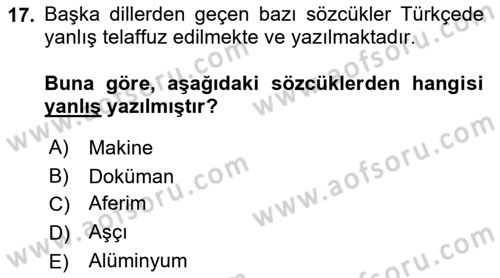 Bürolarda Temel Kavramlar Dersi 2022 - 2023 Yılı (Final) Dönem Sonu Sınav Soruları 17. Soru