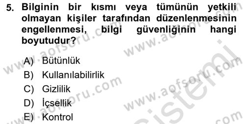 Bürolarda Temel Kavramlar Dersi 2022 - 2023 Yılı (Final) Dönem Sonu Sınav Soruları 5. Soru