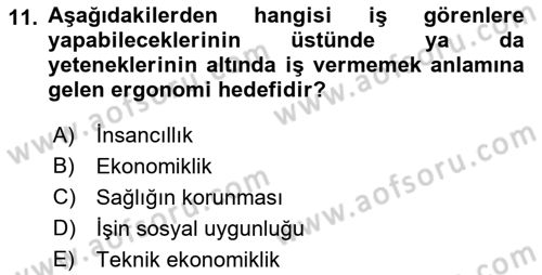Bürolarda Temel Kavramlar Dersi 2022 - 2023 Yılı Yaz Okulu Sınav Soruları 11. Soru