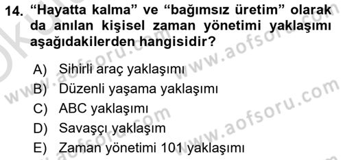 Bürolarda Temel Kavramlar Dersi 2022 - 2023 Yılı Yaz Okulu Sınav Soruları 14. Soru