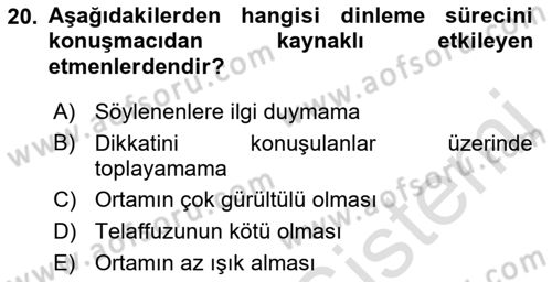 Bürolarda Temel Kavramlar Dersi 2022 - 2023 Yılı Yaz Okulu Sınav Soruları 20. Soru