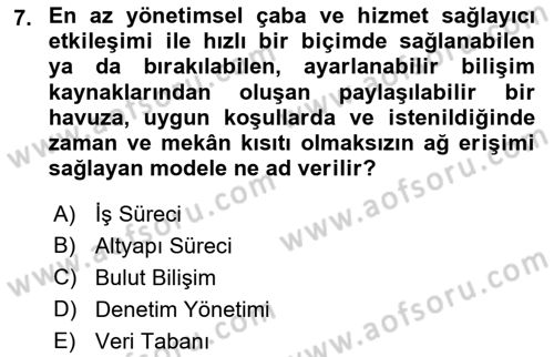 Bürolarda Temel Kavramlar Dersi 2022 - 2023 Yılı Yaz Okulu Sınav Soruları 7. Soru