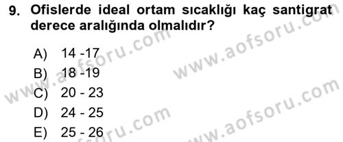 Bürolarda Temel Kavramlar Dersi 2022 - 2023 Yılı Yaz Okulu Sınav Soruları 9. Soru