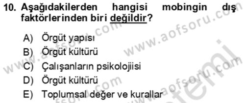 Bürolarda Temel Kavramlar Dersi 2023 - 2024 Yılı (Vize) Ara Sınav Soruları 10. Soru