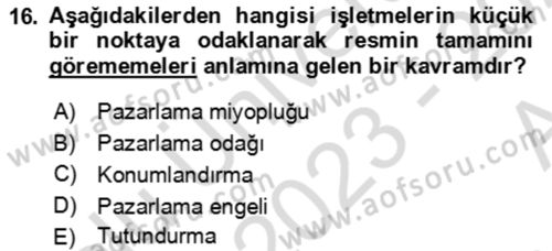 Bürolarda Temel Kavramlar Dersi 2023 - 2024 Yılı (Vize) Ara Sınav Soruları 16. Soru