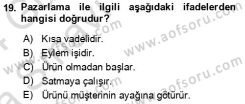 Bürolarda Temel Kavramlar Dersi 2023 - 2024 Yılı (Vize) Ara Sınav Soruları 19. Soru