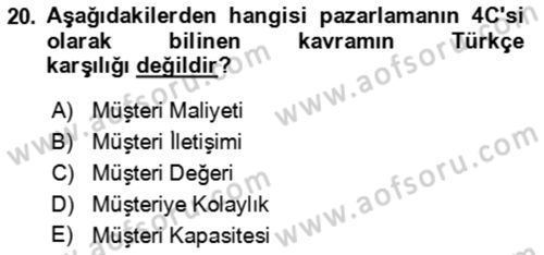 Bürolarda Temel Kavramlar Dersi 2023 - 2024 Yılı (Vize) Ara Sınav Soruları 20. Soru