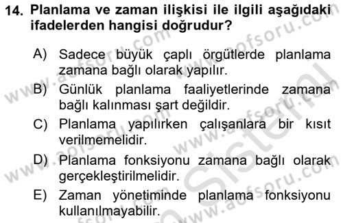 Bürolarda Temel Kavramlar Dersi 2023 - 2024 Yılı (Final) Dönem Sonu Sınav Soruları 14. Soru