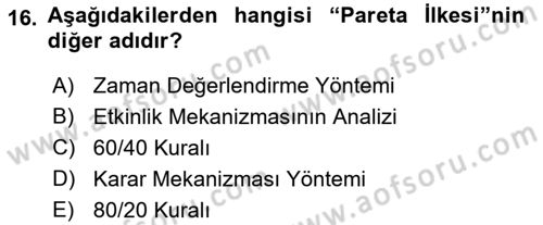 Bürolarda Temel Kavramlar Dersi 2023 - 2024 Yılı (Final) Dönem Sonu Sınav Soruları 16. Soru
