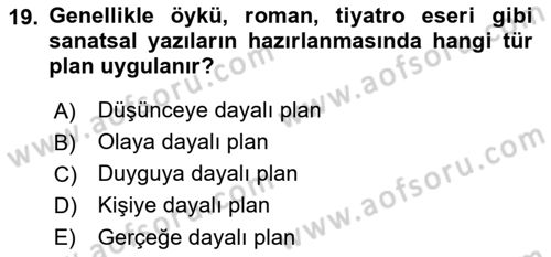 Bürolarda Temel Kavramlar Dersi 2023 - 2024 Yılı (Final) Dönem Sonu Sınav Soruları 19. Soru