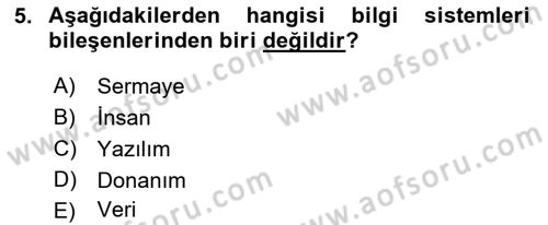 Bürolarda Temel Kavramlar Dersi 2023 - 2024 Yılı (Final) Dönem Sonu Sınav Soruları 5. Soru