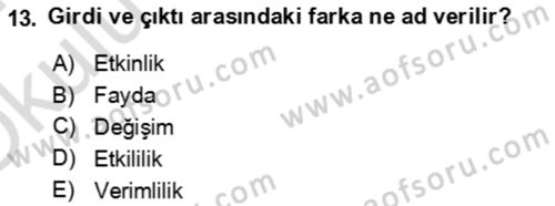 Bürolarda Temel Kavramlar Dersi 2023 - 2024 Yılı Yaz Okulu Sınav Soruları 13. Soru