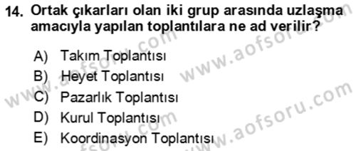 Bürolarda Temel Kavramlar Dersi 2023 - 2024 Yılı Yaz Okulu Sınav Soruları 14. Soru