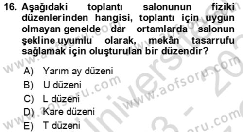 Bürolarda Temel Kavramlar Dersi 2023 - 2024 Yılı Yaz Okulu Sınav Soruları 16. Soru