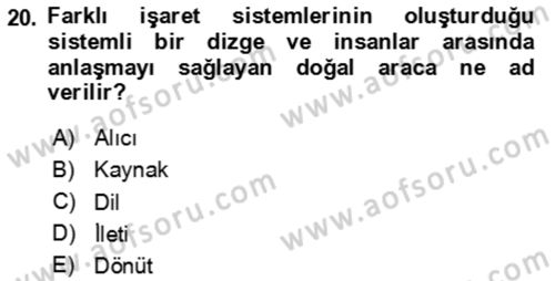 Bürolarda Temel Kavramlar Dersi 2023 - 2024 Yılı Yaz Okulu Sınav Soruları 20. Soru