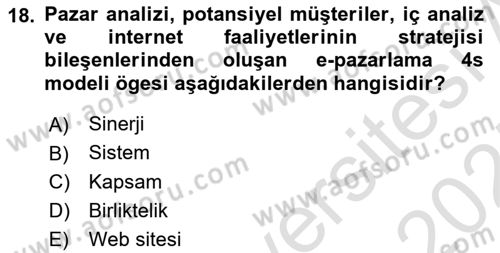 Bürolarda Temel Kavramlar Dersi 2024 - 2025 Yılı (Vize) Ara Sınav Soruları 18. Soru