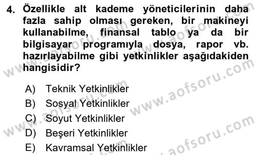 Bürolarda Temel Kavramlar Dersi Ara Sınavı Deneme Sınav Soruları 4. Soru