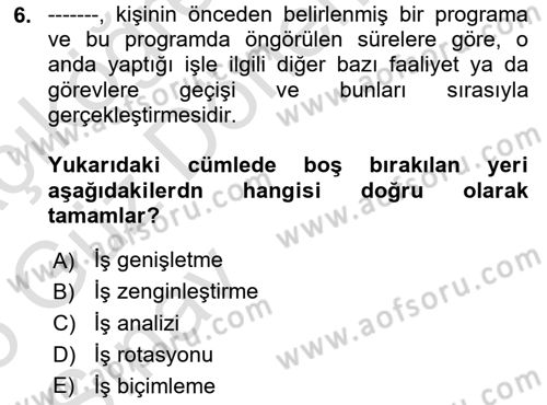 Bürolarda Temel Kavramlar Dersi Ara Sınavı Deneme Sınav Soruları 6. Soru