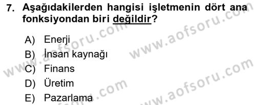 Bürolarda Temel Kavramlar Dersi Ara Sınavı Deneme Sınav Soruları 7. Soru