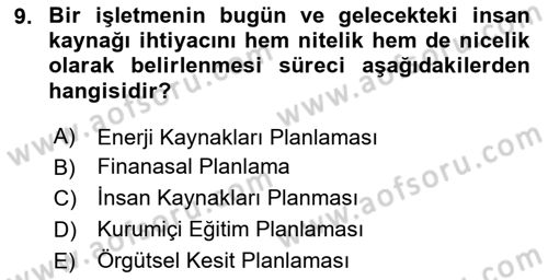 Bürolarda Temel Kavramlar Dersi 2024 - 2025 Yılı (Vize) Ara Sınav Soruları 9. Soru