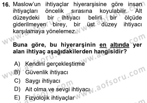 Bürolarda Temel Kavramlar Dersi 2025 - 2026 Yılı (Vize) Ara Sınav Soruları 16. Soru