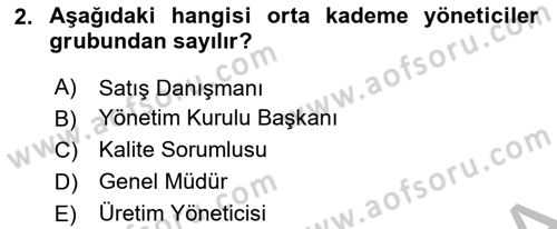Bürolarda Temel Kavramlar Dersi 2025 - 2026 Yılı (Vize) Ara Sınav Soruları 2. Soru