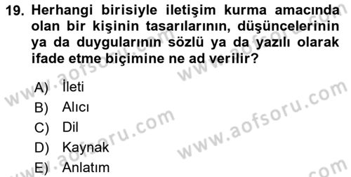 Bürolarda Temel Kavramlar Dersi 2025 - 2026 Yılı (Final) Dönem Sonu Sınav Soruları 19. Soru