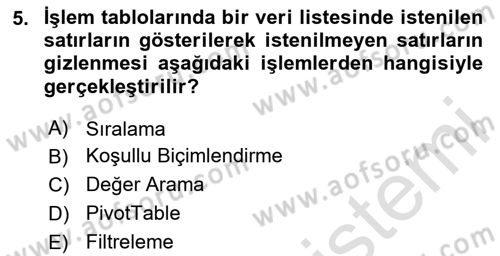 Bürolarda Temel Kavramlar Dersi 2025 - 2026 Yılı (Final) Dönem Sonu Sınav Soruları 5. Soru