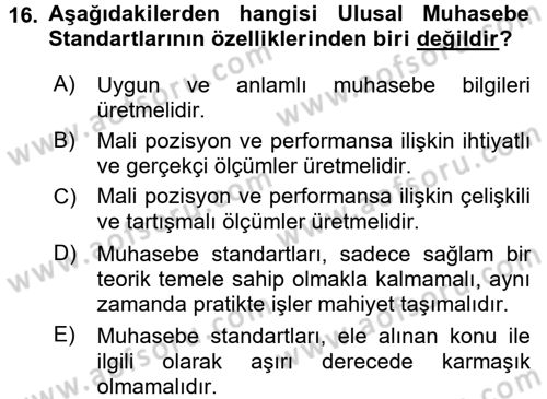 İş Hayatında Standartlar Dersi 2016 - 2017 Yılı 3 Ders Sınav Soruları 16. Soru