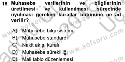 İş Hayatında Standartlar Dersi 2016 - 2017 Yılı 3 Ders Sınav Soruları 18. Soru