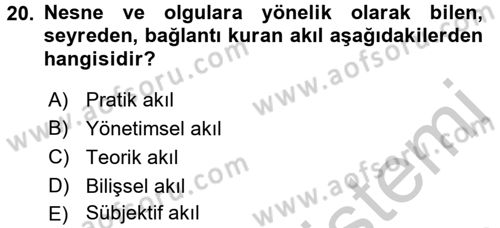 İş Hayatında Standartlar Dersi 2016 - 2017 Yılı 3 Ders Sınav Soruları 20. Soru